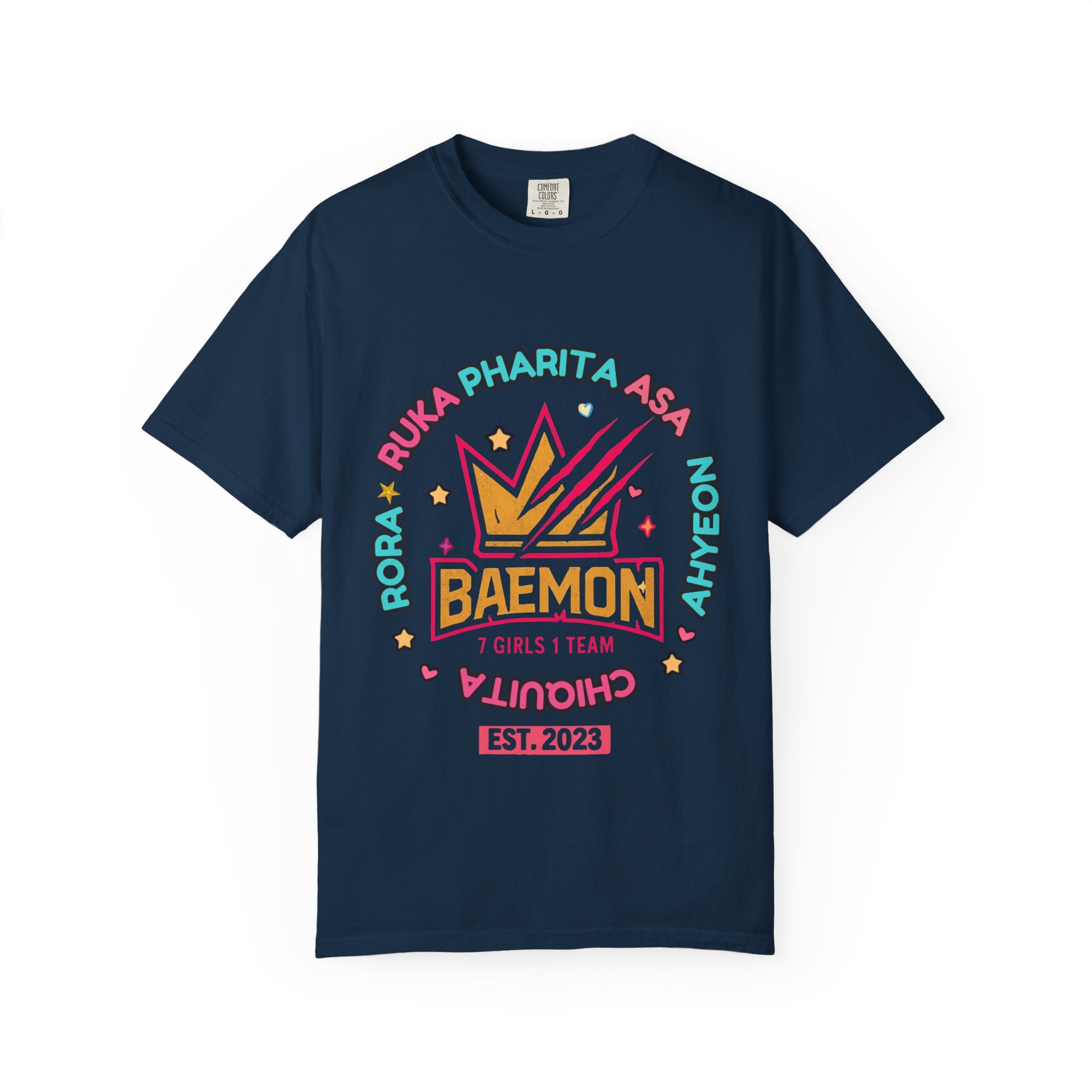 BAEMON Girls Team Graphic T-Shirt — 'BAEMON' Crown Logo, Member Names & EST.2023