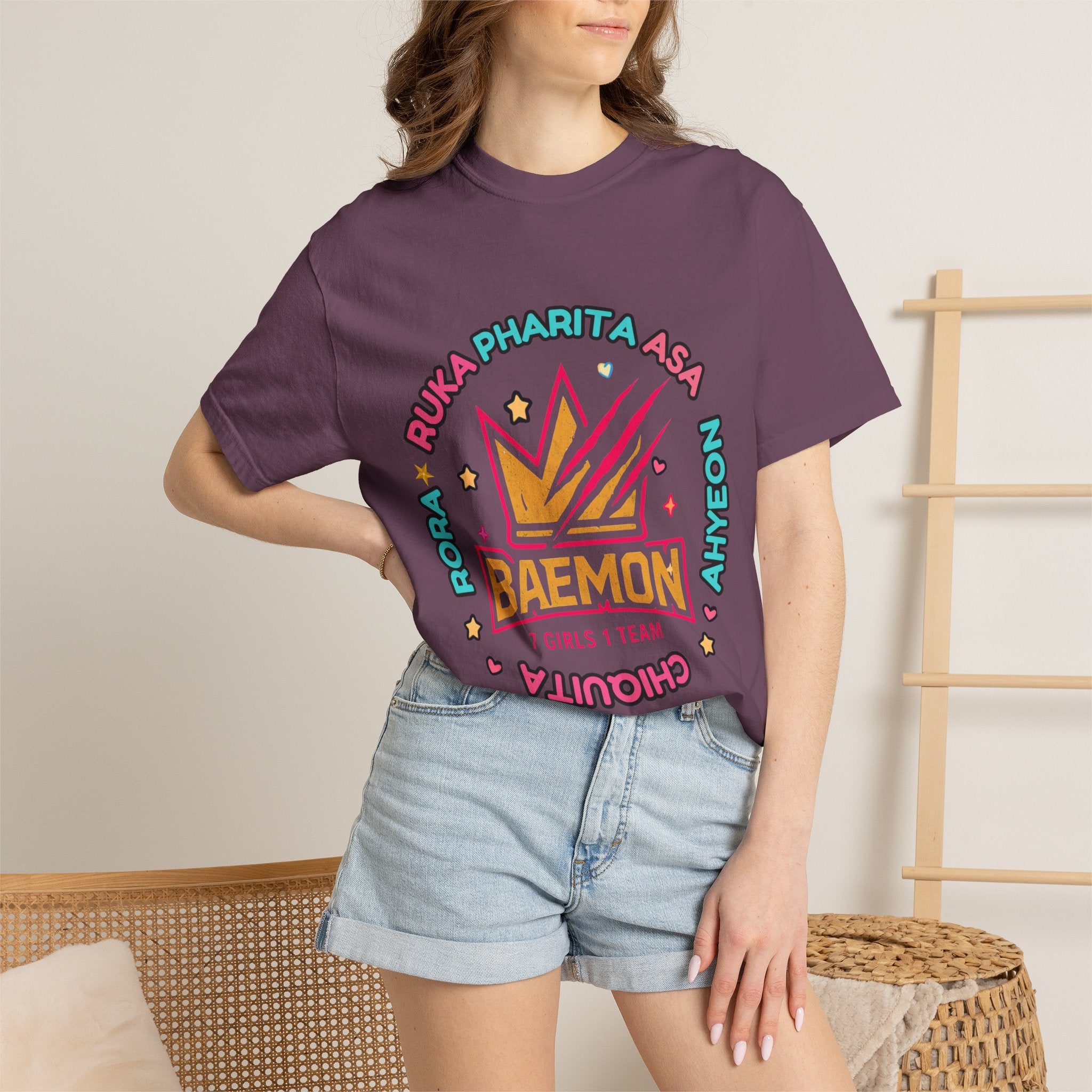 BAEMON Girls Team Graphic T-Shirt — 'BAEMON' Crown Logo, Member Names & EST.2023