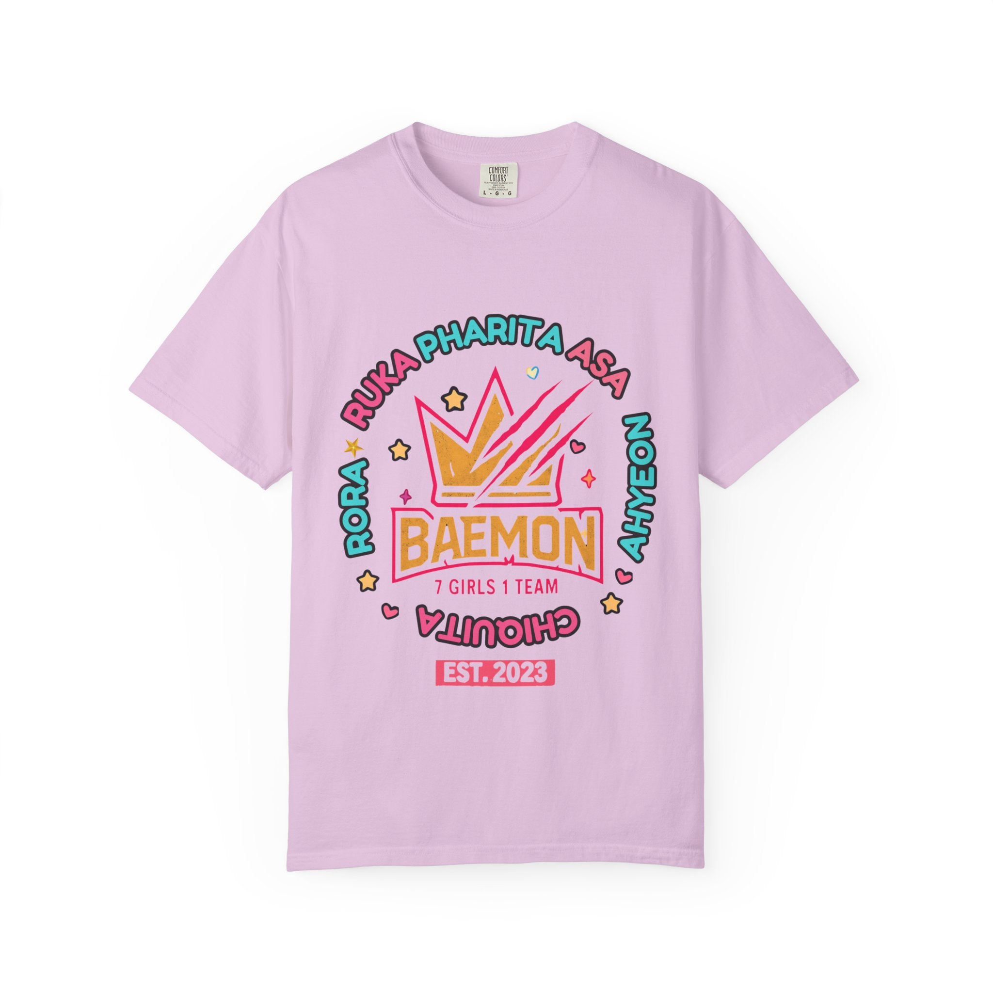 BAEMON Girls Team Graphic T-Shirt — 'BAEMON' Crown Logo, Member Names & EST.2023