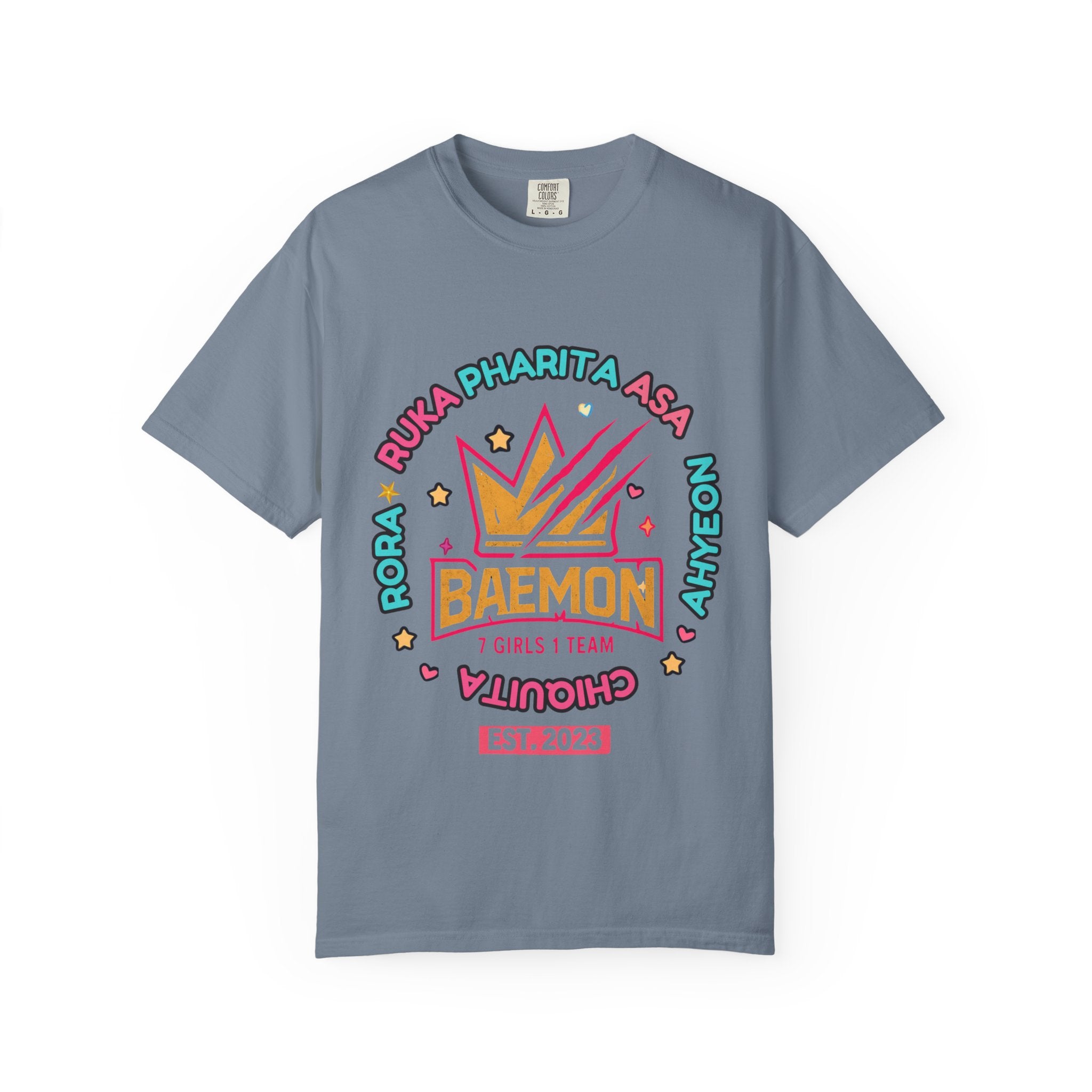 BAEMON Girls Team Graphic T-Shirt — 'BAEMON' Crown Logo, Member Names & EST.2023