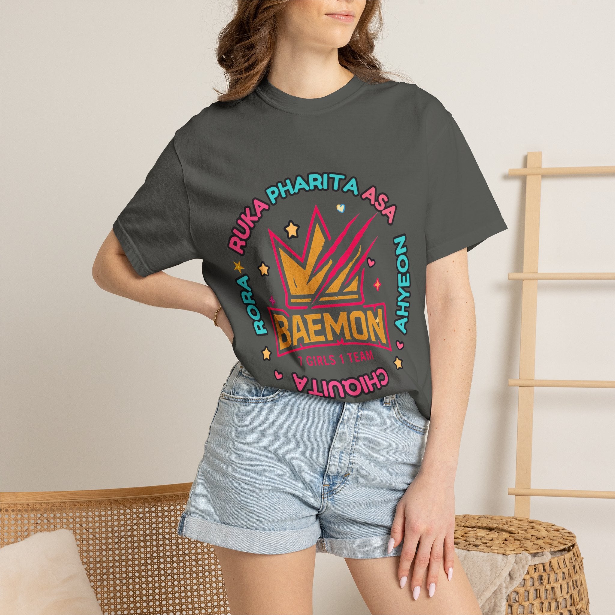 BAEMON Girls Team Graphic T-Shirt — 'BAEMON' Crown Logo, Member Names & EST.2023