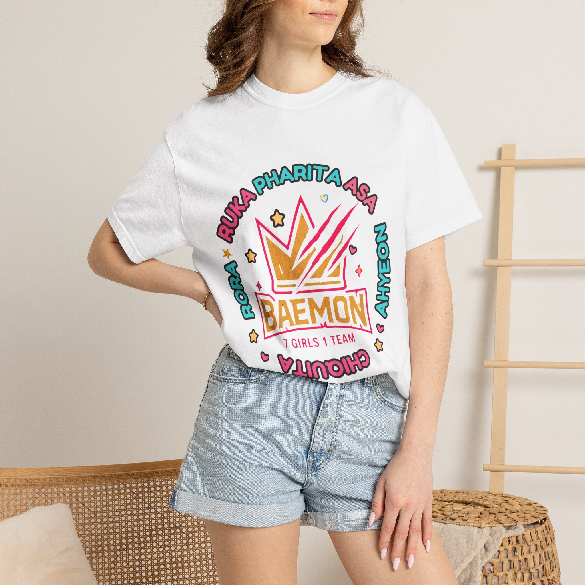 BAEMON Girls Team Graphic T-Shirt — 'BAEMON' Crown Logo, Member Names & EST.2023