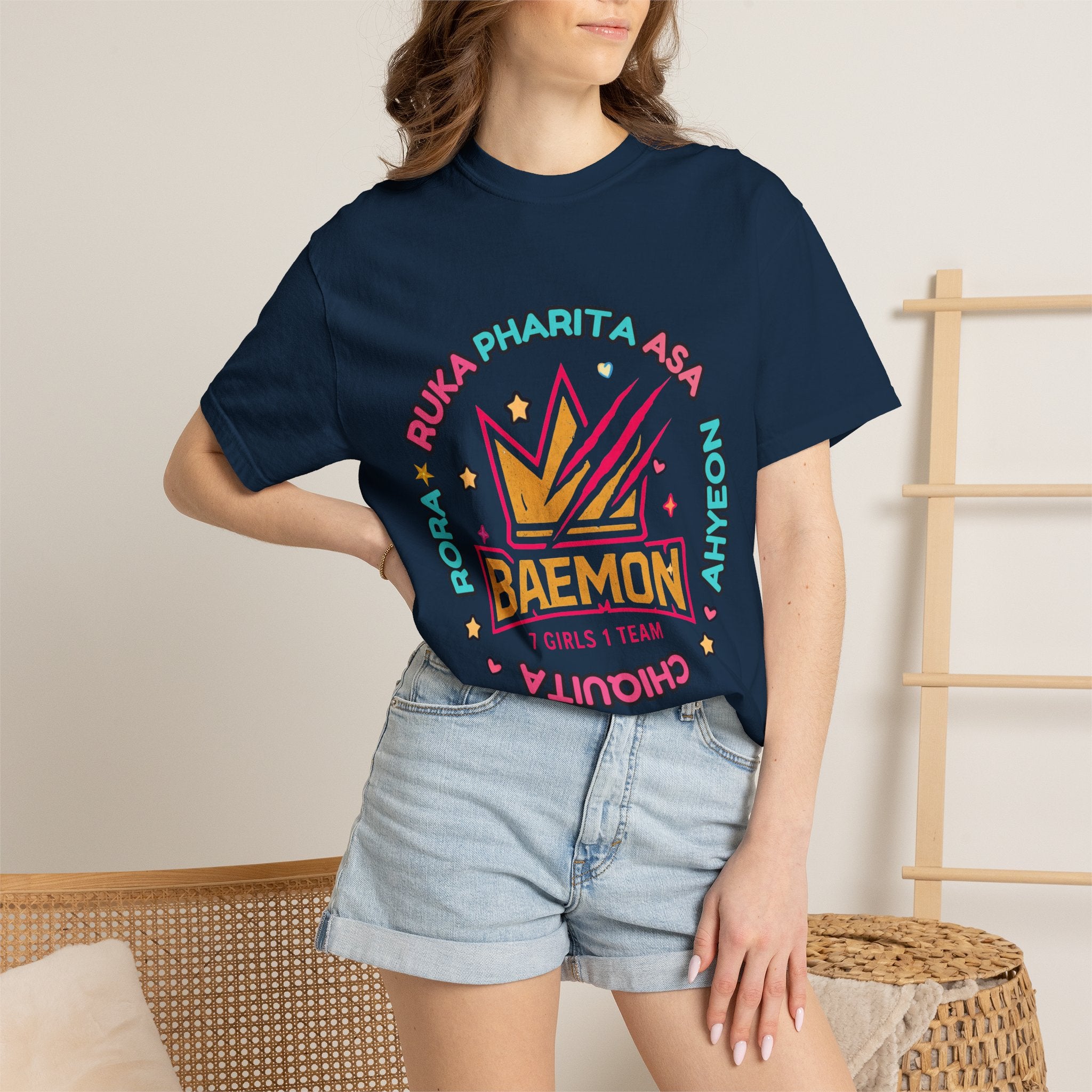 BAEMON Girls Team Graphic T-Shirt — 'BAEMON' Crown Logo, Member Names & EST.2023