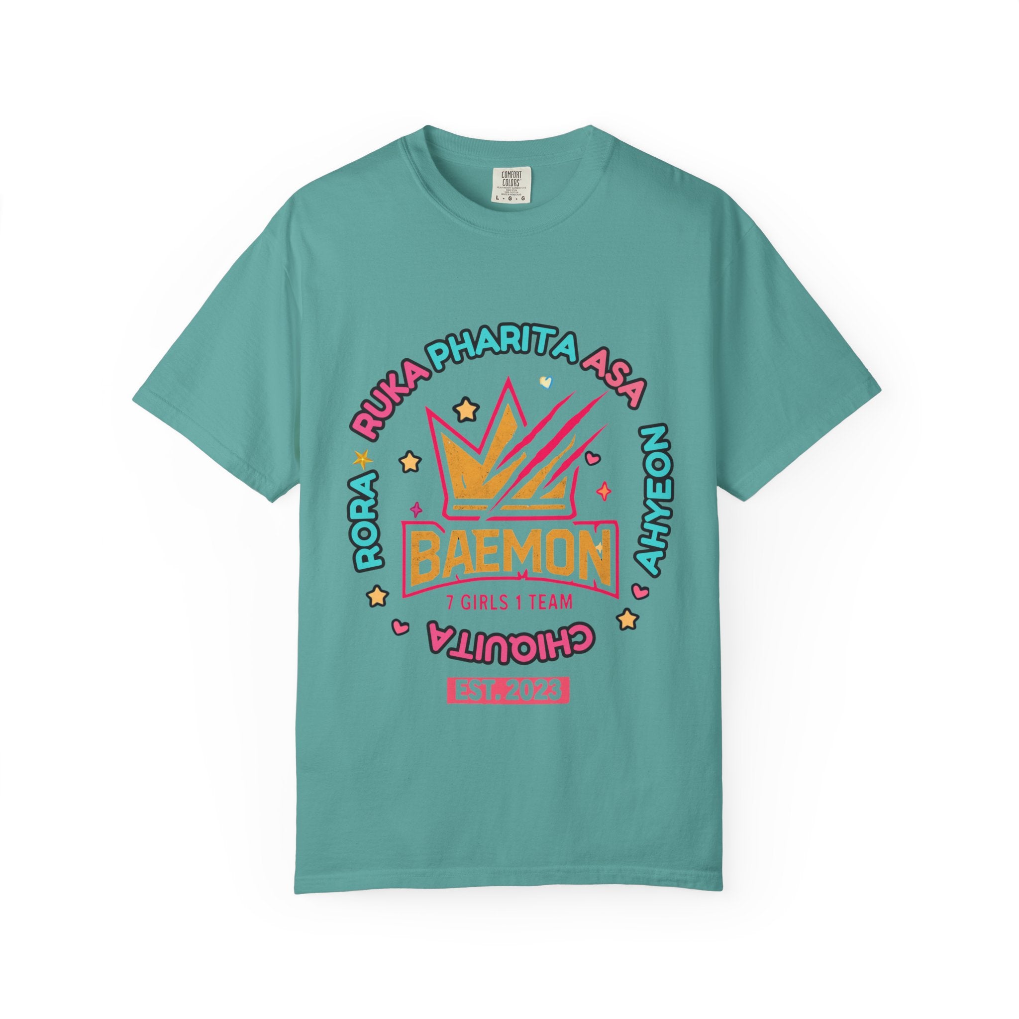 BAEMON Girls Team Graphic T-Shirt — 'BAEMON' Crown Logo, Member Names & EST.2023