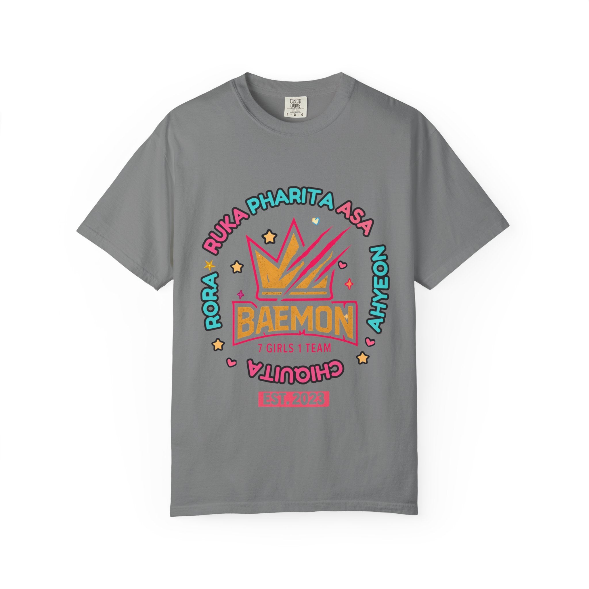 BAEMON Girls Team Graphic T-Shirt — 'BAEMON' Crown Logo, Member Names & EST.2023