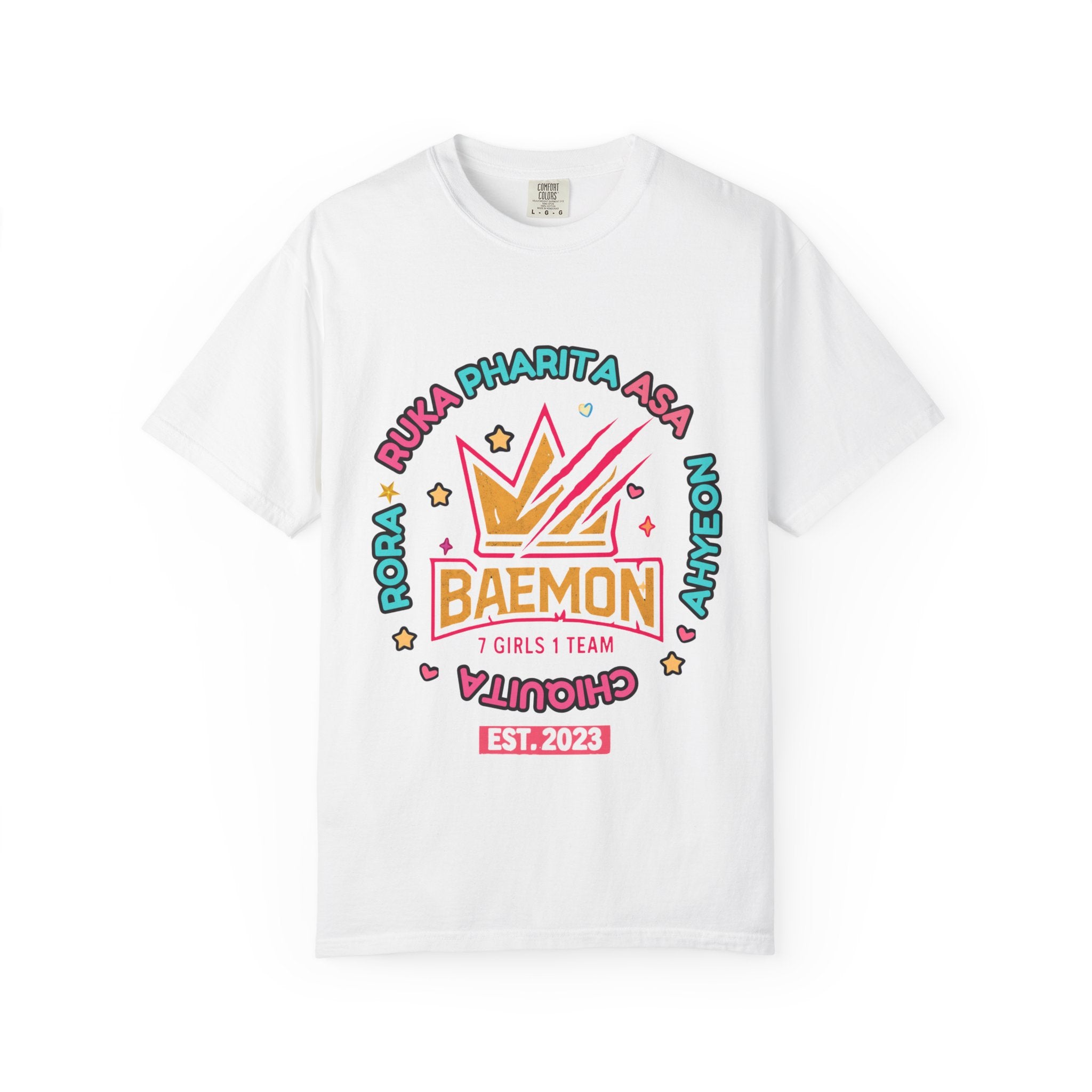 BAEMON Girls Team Graphic T-Shirt — 'BAEMON' Crown Logo, Member Names & EST.2023