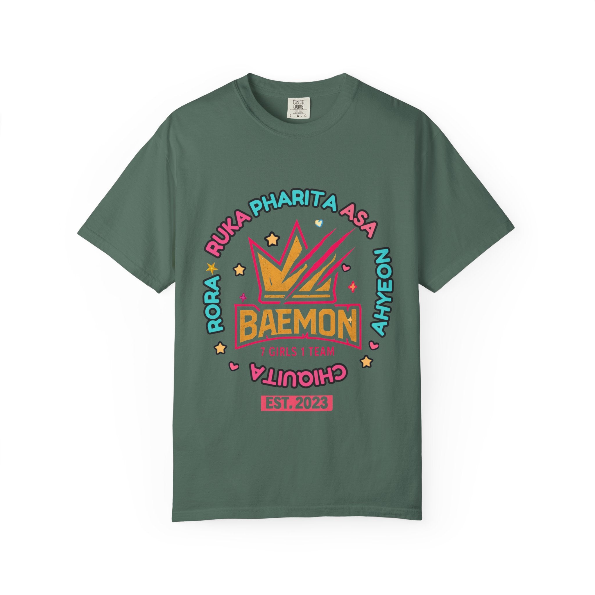 BAEMON Girls Team Graphic T-Shirt — 'BAEMON' Crown Logo, Member Names & EST.2023