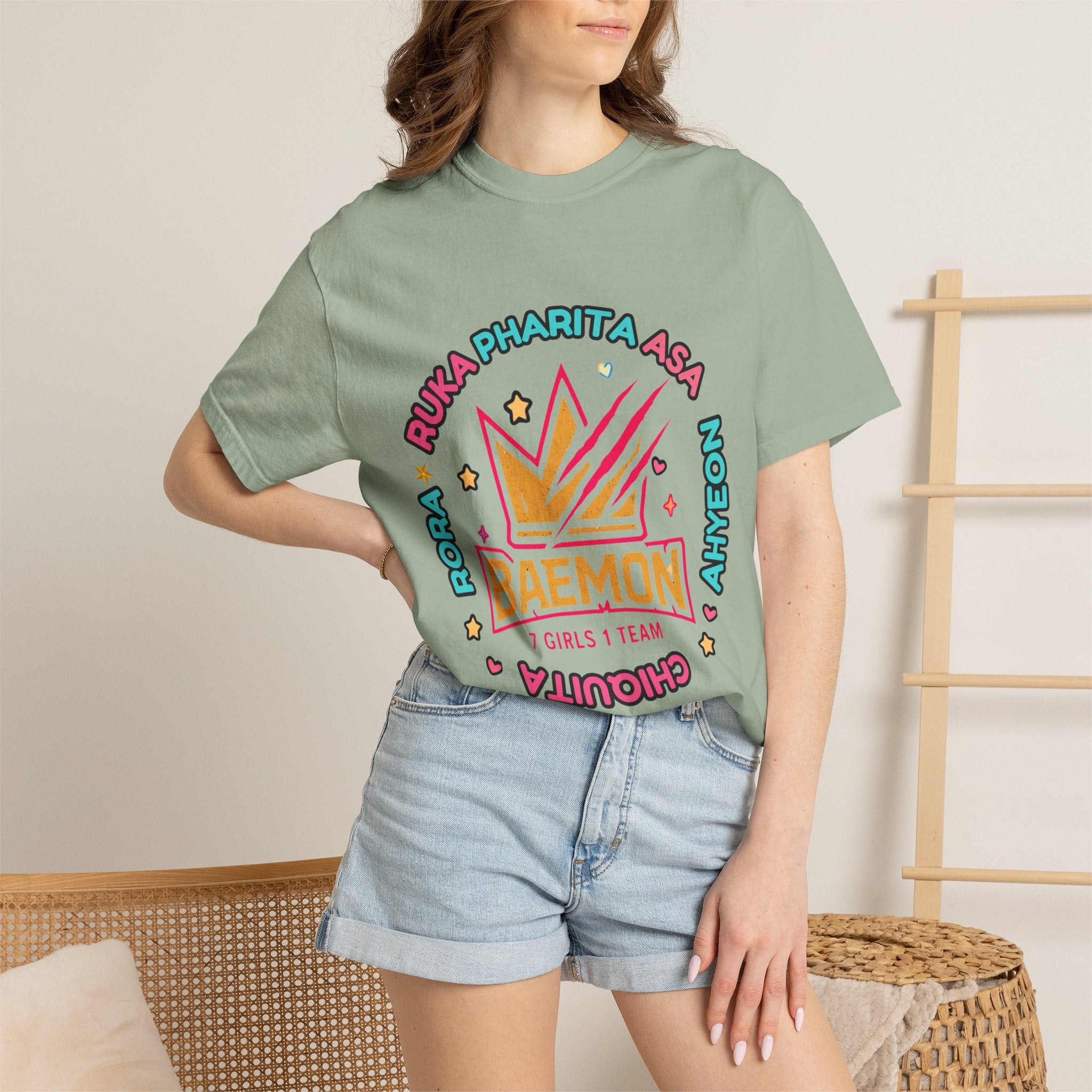 BAEMON Girls Team Graphic T-Shirt — 'BAEMON' Crown Logo, Member Names & EST.2023