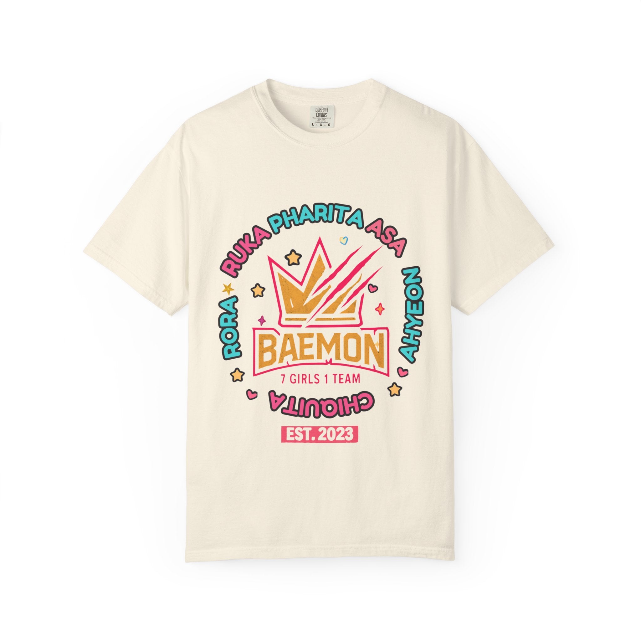 BAEMON Girls Team Graphic T-Shirt — 'BAEMON' Crown Logo, Member Names & EST.2023