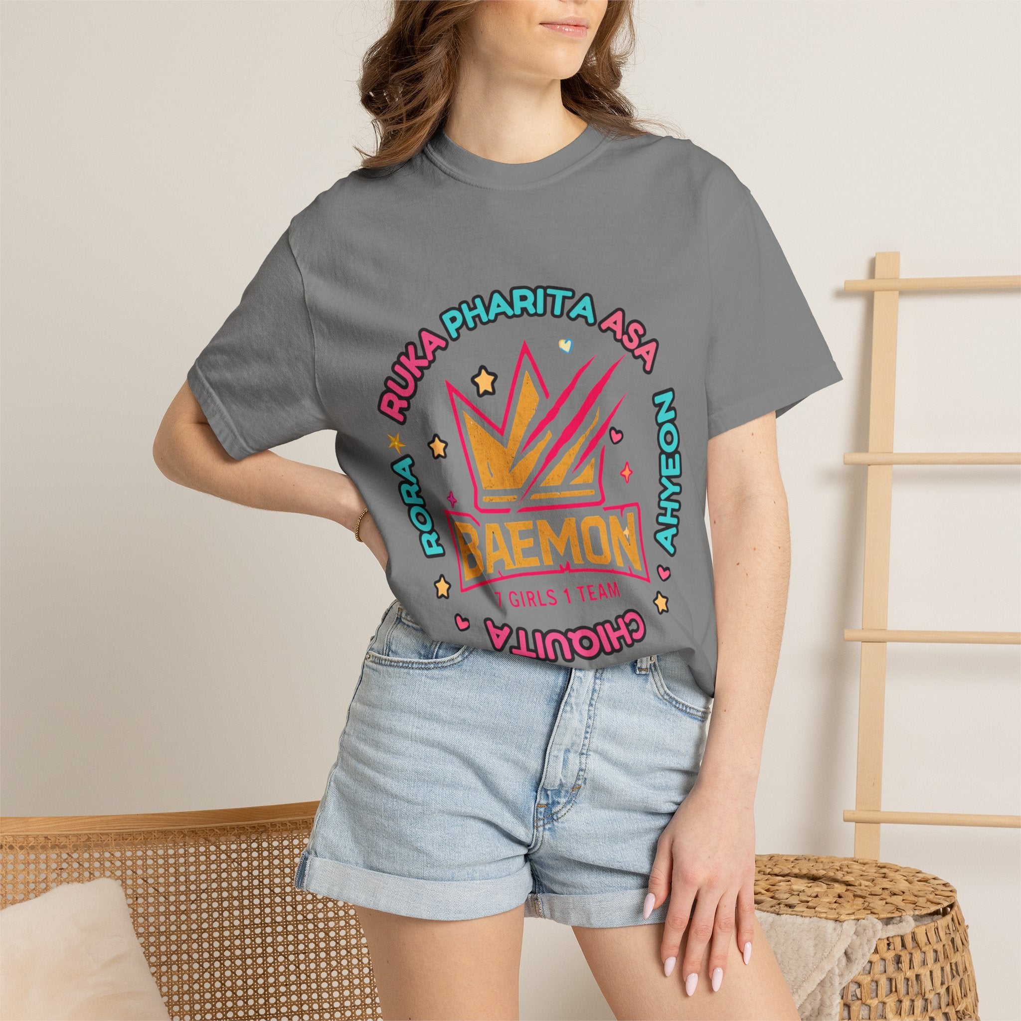 BAEMON Girls Team Graphic T-Shirt — 'BAEMON' Crown Logo, Member Names & EST.2023