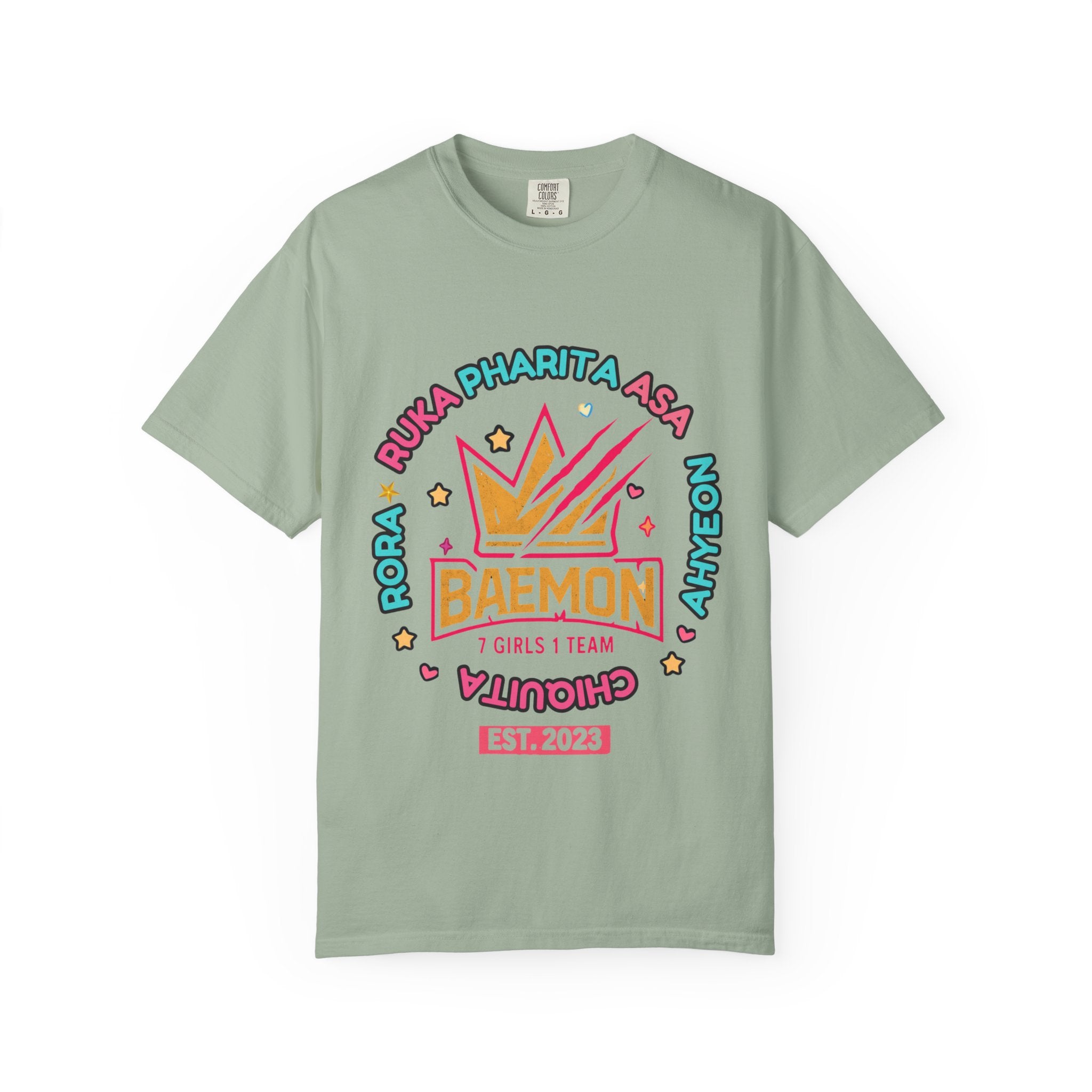 BAEMON Girls Team Graphic T-Shirt — 'BAEMON' Crown Logo, Member Names & EST.2023