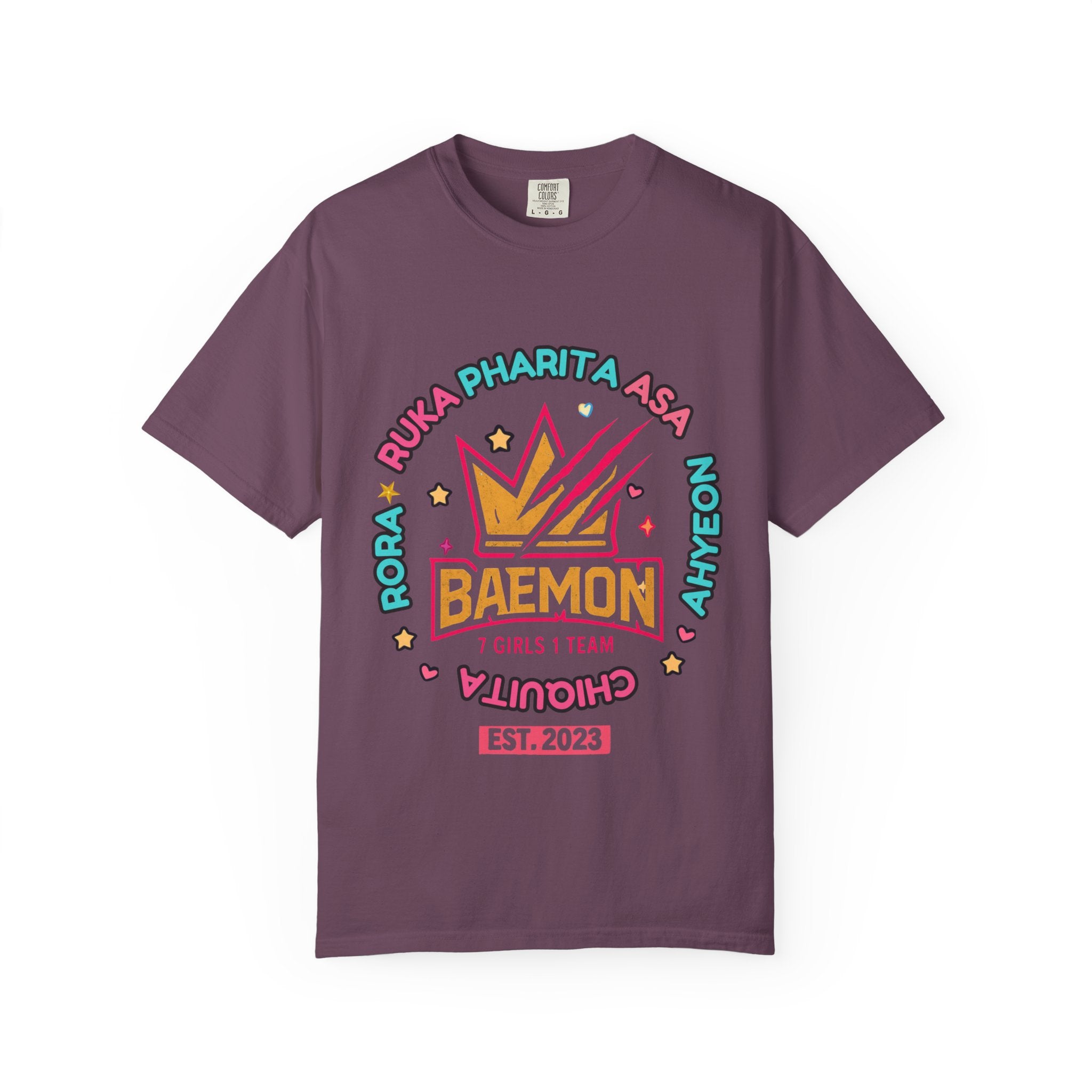 BAEMON Girls Team Graphic T-Shirt — 'BAEMON' Crown Logo, Member Names & EST.2023