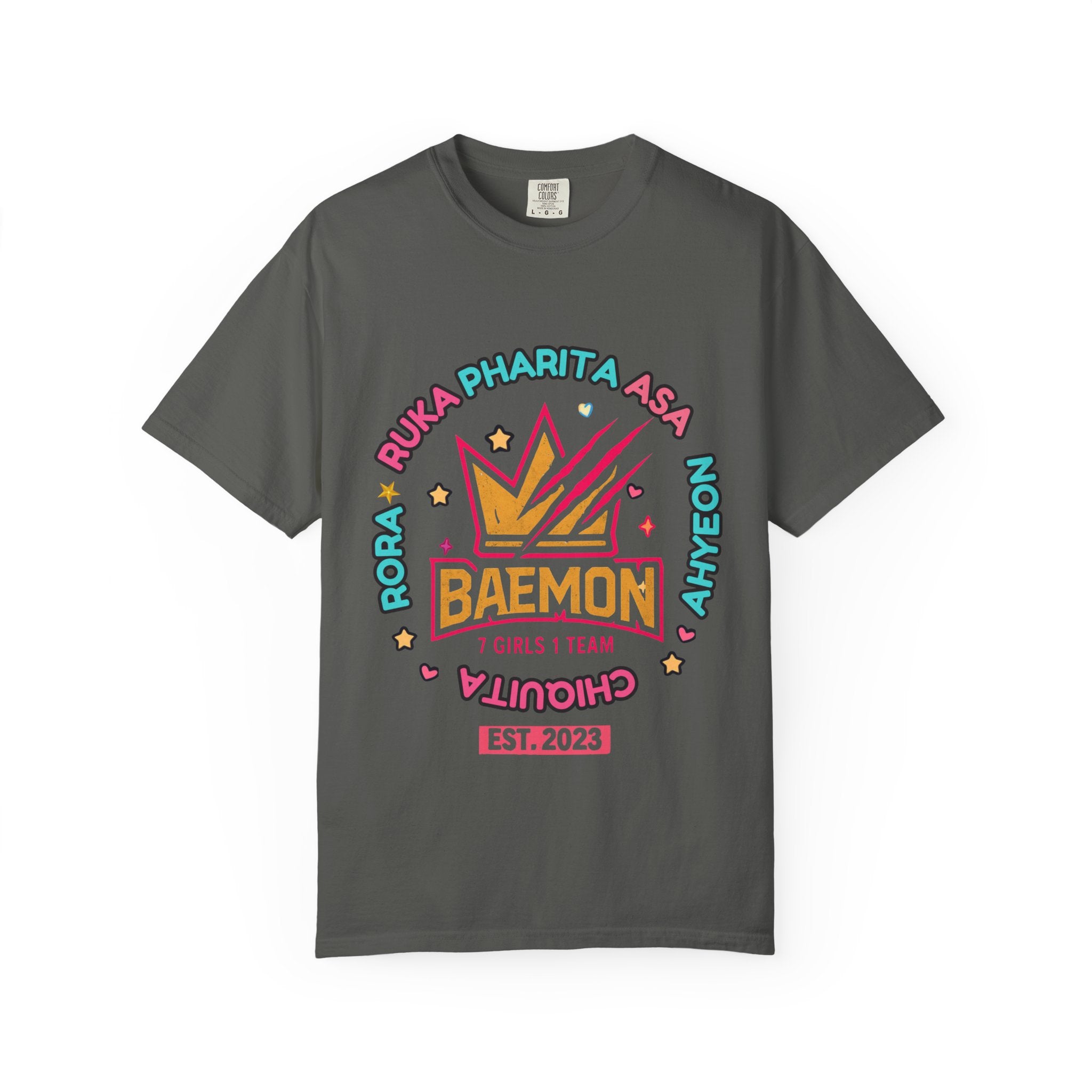 BAEMON Girls Team Graphic T-Shirt — 'BAEMON' Crown Logo, Member Names & EST.2023