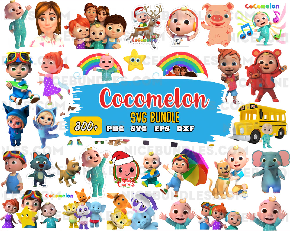 cocomelon svg Mega bundle 800+ Files Svg,Png,Pdf, Vector, Sickers, Clipart, Cocomelon Bundle, Cocomelon Svg, Cocomelon Png